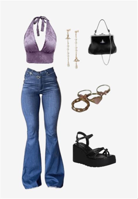 Halter Top Outfit Jeans Halter Top Outfit Summer Flare Jeans Outfit