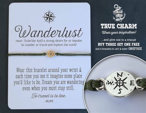 Wanderlust Bracelet Wanderlust Jewelry Not All Who Wander Are Lost Compass Bracelet Gift for ...