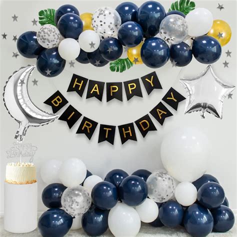 Buy Birthday Decorations For Men Navy Blue White Balloons Arch Garland