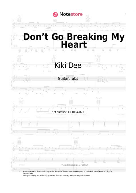 Elton John Kiki Dee Dont Go Breaking My Heart Chords Guitar Tabs In Note Store Guitar