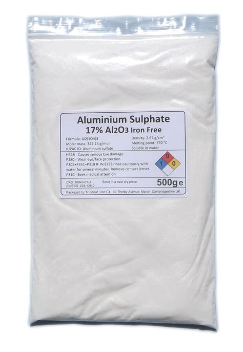 ALUMINIUM SULPHATE 17 Iron Free Alum Al2 SO4 3 250g 500g 1kg 2kg