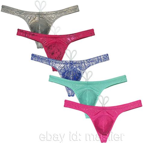 Men S Shining Bikini Swim Thong Drawstring Swimwear Trunks Bulge Pouch EBay