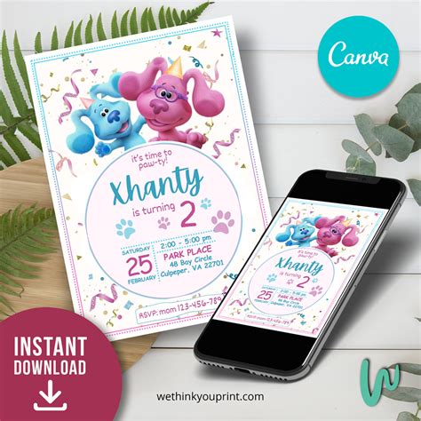 Digital Blue S Clues Birthday Invitation Customizable Template