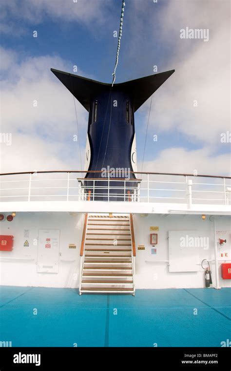 Deck and funnel of a cruise ship Stock Photo - Alamy