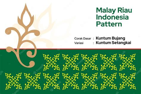 패턴 Malay Riau Batik Songket Tenun Melayu Corak Motif Dan Ragi Kuntum Bujang Setangkai 프리미엄 벡터