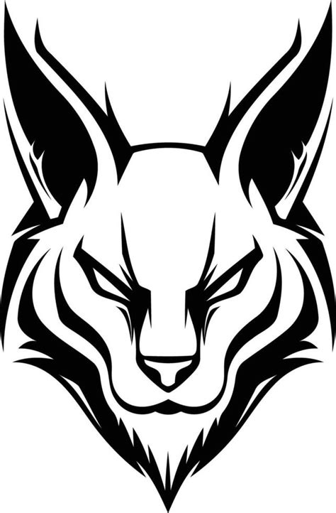 Un Negro Y Blanco Dibujo De Un Lince Cabeza Vector En Vecteezy