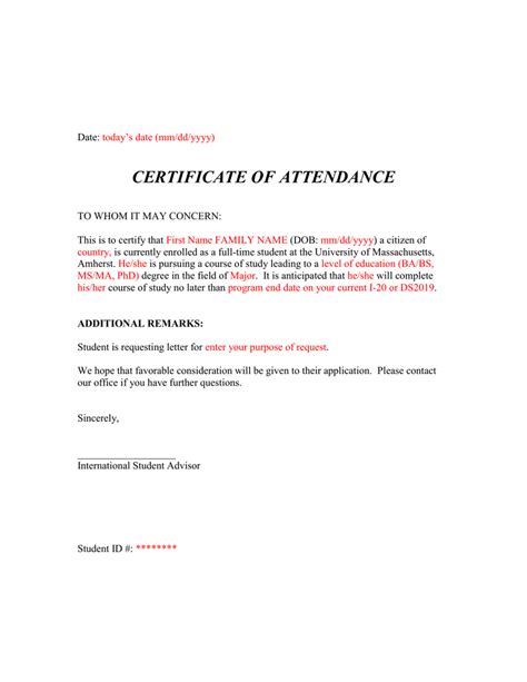 Attendance Request Letter