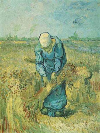 Peasant Woman Binding Sheaves After Millet Painting Vincent Van