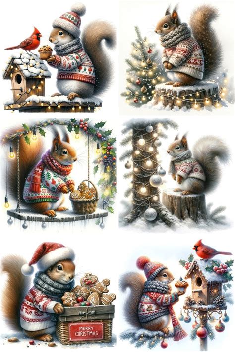 Pin On Christmas Winter Christmas Squirrel Christmas Artwork