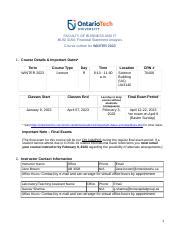 BUSI 3150 Financial Statement Analysis Course Outline Winter