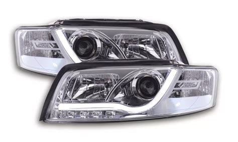 Fk Set Led Drl Headlights Halo Lightbar Audi A B E Chrome Lhd