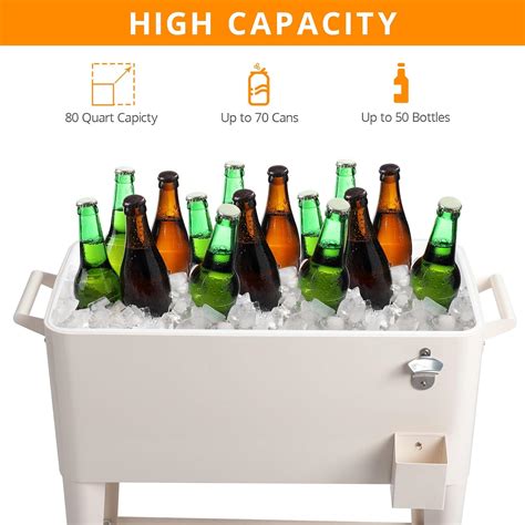 Rfcuibij 80 Quart Rolling Cooler Cart With Wheels Portable Ice Chest