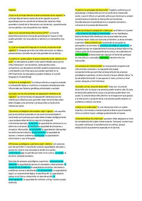 Vigotsky Final Vigotsky 1cual Es La Principal Idea De La Teoría