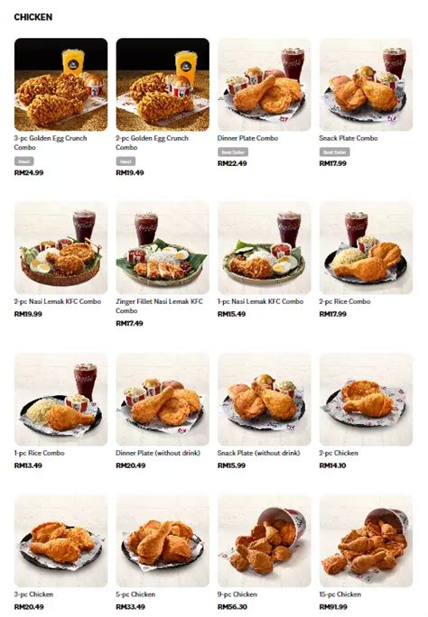 KFC Menu Malaysia Latest Prices 2024