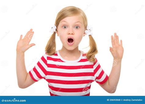 Surprised Girl With Hands Up Stock Photo Image Of Portrait Camera