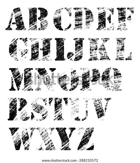 Grunge Full Alphabet Stamp Dotted Letters Stock Vector Royalty Free