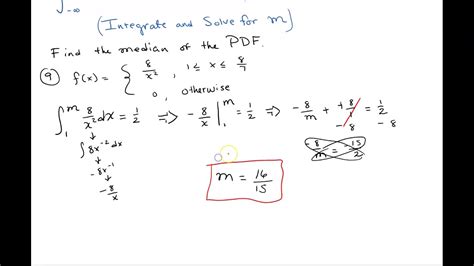 Finding The Median Of A Probability Density Function Youtube