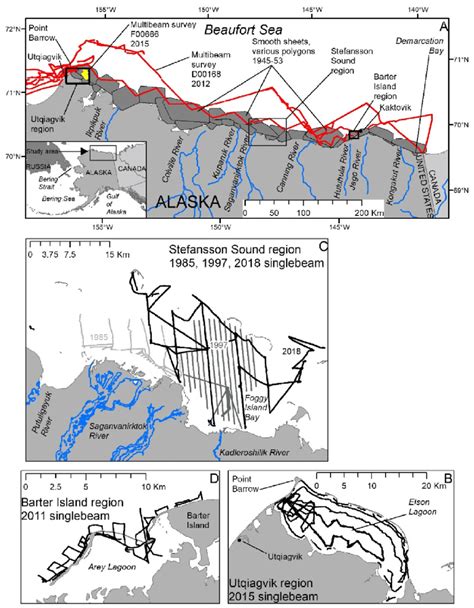 A) Beaufort Sea coast study area, with inset overview map, showing ...