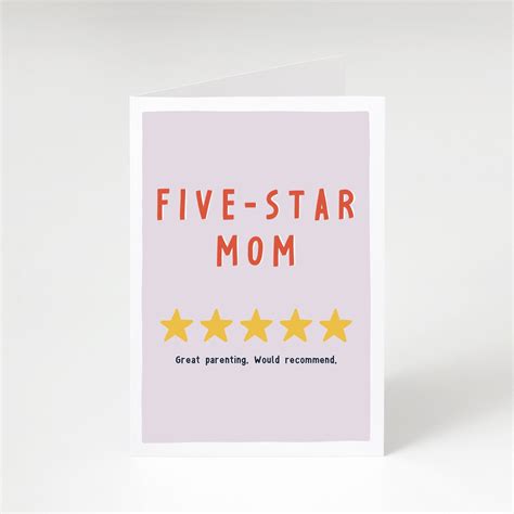 Five-star Mom Card Funny Mom Birthday Card Card for Mom - Etsy UK