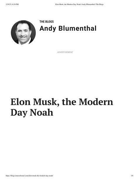 Elon Musk The Modern Day Noah Andy Blumenthal The Blogspdf