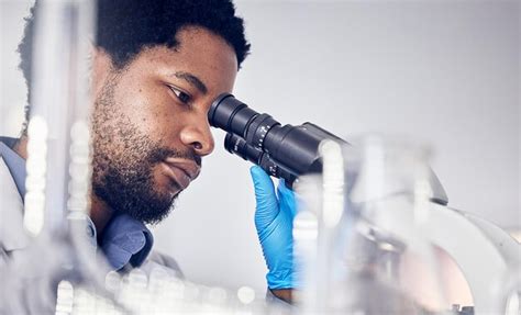 Premium Photo Black Man Scientist And Microscope With Science