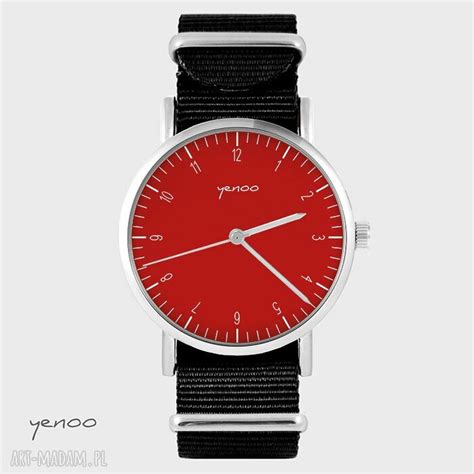 Zegarek Bransoletka Simple Elegance Czerwony Czarny Nato Klasyczny