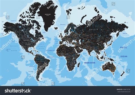 High Detailed World Road Map Labeling Stock Vector (Royalty Free ...