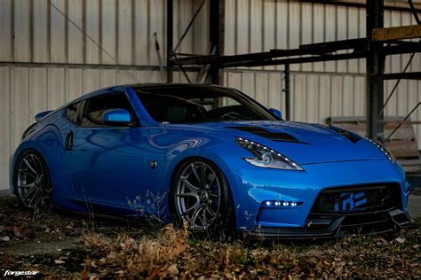 Monterrey Blue Nissan 370z Forgestar Cf5v Wheels Forgestar