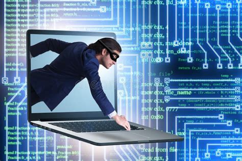 Hacker Man Trying To Steal Personal Data Stock Image Image Of Online