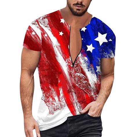 PMUYBHF Male Mens Undershirts V Neck 4Th Of July Mens Summer