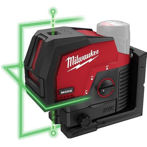 Milwaukee M12 12 Volt Lithium Ion Cordless Green 125 Ft Cross Line And