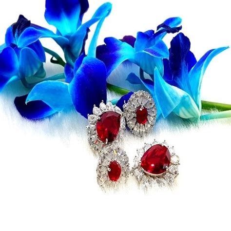 Kumar Jewels Party Chunky Ruby Uncut Cz Silver Plated Earrings At Rs