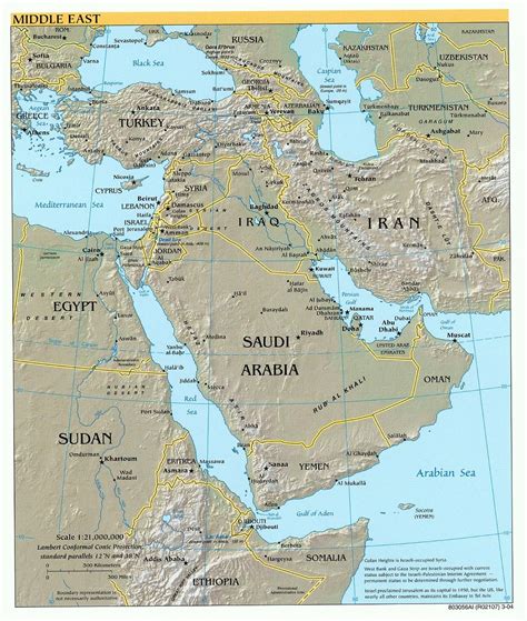 Middle East Physical Features Map