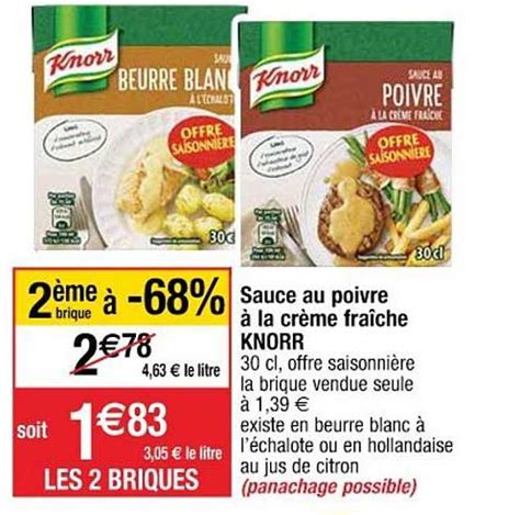 Promo Sauce Au Poivre à La Crème Fraîche Knorr chez Cora iCatalogue fr