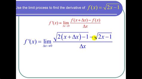 Limit Definition Of The Derivative Involving A Square Root Youtube