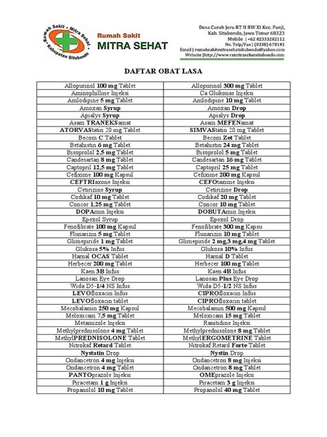 Daftar Obat Lasa Word 2 Kop Pdf Clinical Medicine Drugs