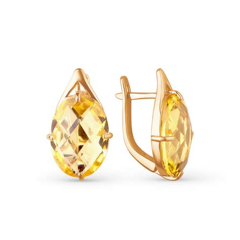 Серьги из золота с жёлтыми ювелирными кристаллами — интернет-магазин ...