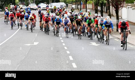 Cycle Race Sprint finish as speeding cyclists in An Post Rás Ras