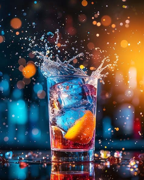 Premium Photo | Splashing Colorful Drink in a Glass