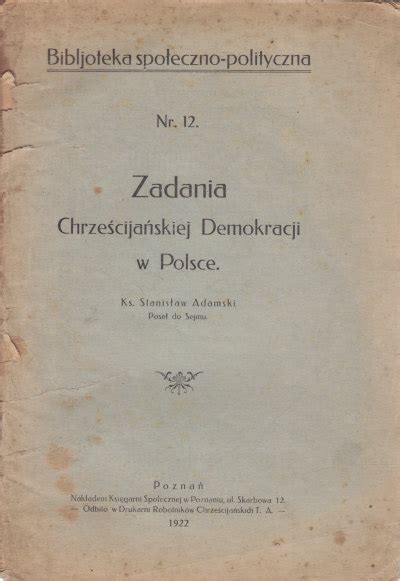 Zadania Chrze Cija Skiej Demokracji W Polsce Antykwariat Kwadryga