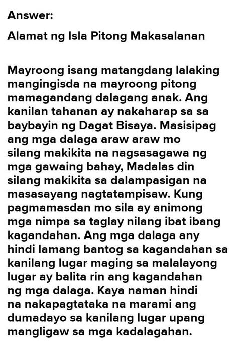 Ano Po Ang Banghay Ng Alamat Ng Isla Ng Pitong Makasalanan Brainly Ph