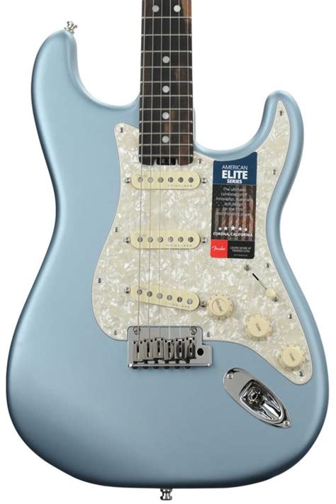 Fender American Elite Stratocaster Satin Ice Blue Metallic W Ebony Fingerboard Sweetwater