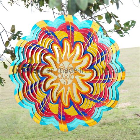 Sun Design Wind Spinner Outdoor Hanging 3d Metal Wind Spinners For