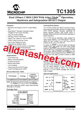 TC1305 Datasheet PDF Microchip Technology