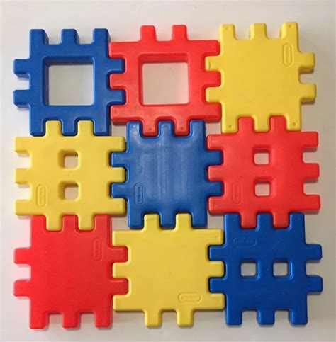 Little Tikes Large 8 Waffle Blocks Lot Of 9 Blue Red Yellow