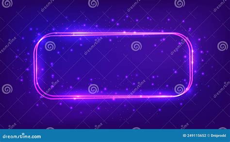 Neon Double Rounded Rectangular Frame Stock Vector Illustration Of