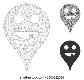 Mesh Furious Smiley Map Marker Model Stock Vector Royalty Free