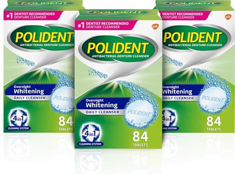 Polident Overnight Whitening Denture Cleaner Tablets Effervescent