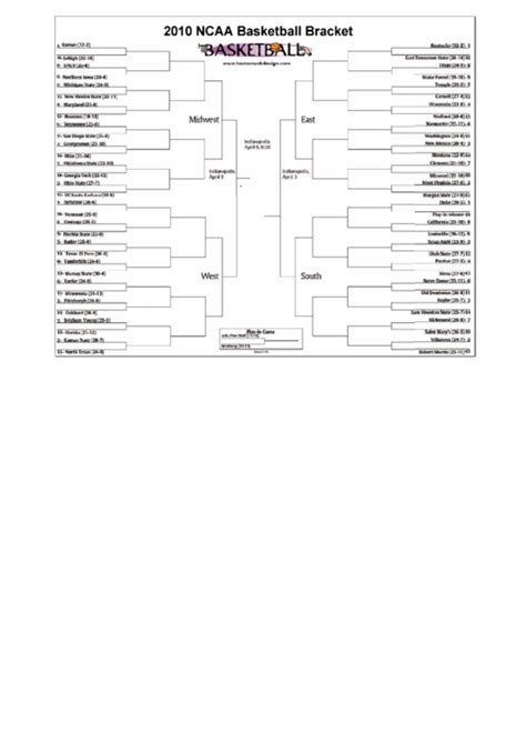 Ncaa Basketball Bracket Template printable pdf download