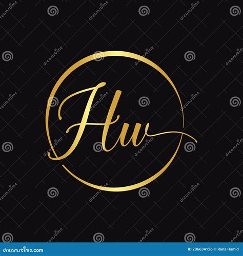 HW Script Logo Design Vector Template Initial Calligraphy Letter HW